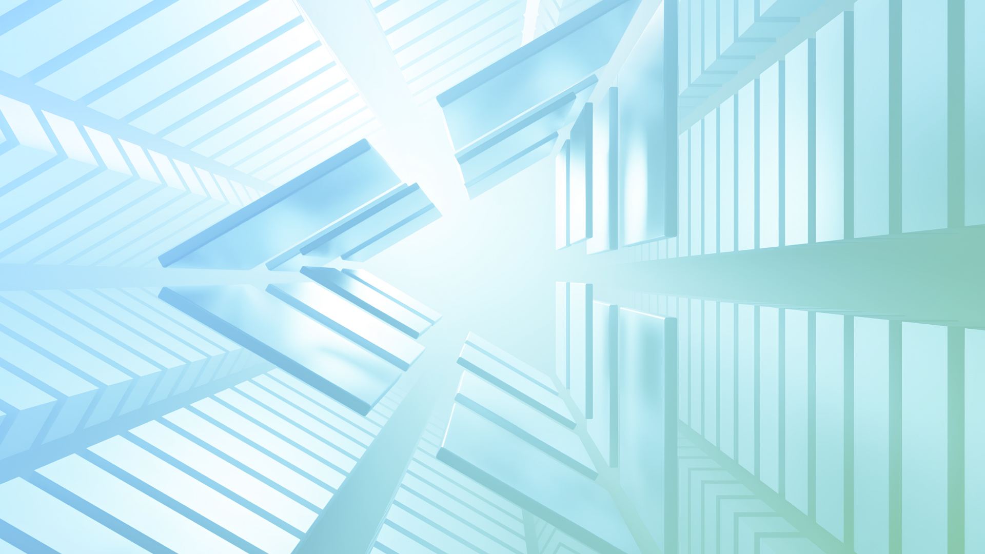 Converging angular beams in architectural perspective, washed in the brand palette